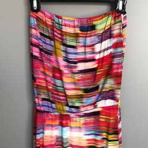 Velvet high low strapless maxi